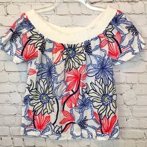 NWT skies are blue / floral embroidered blouse